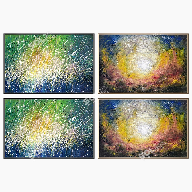 Abstract Art Set with Multiple Frames 3D model image 1