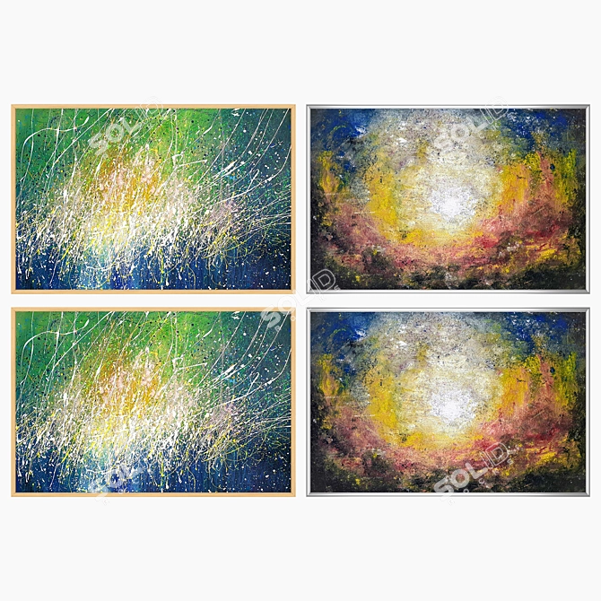 Abstract Art Set with Multiple Frames 3D model image 2