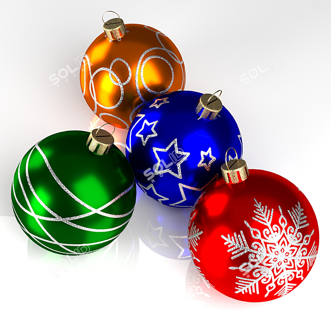 Festive Holiday Ornaments 3D model image 1