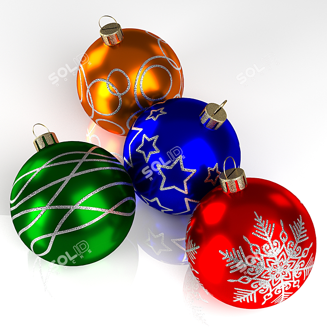 Festive Holiday Ornaments 3D model image 2