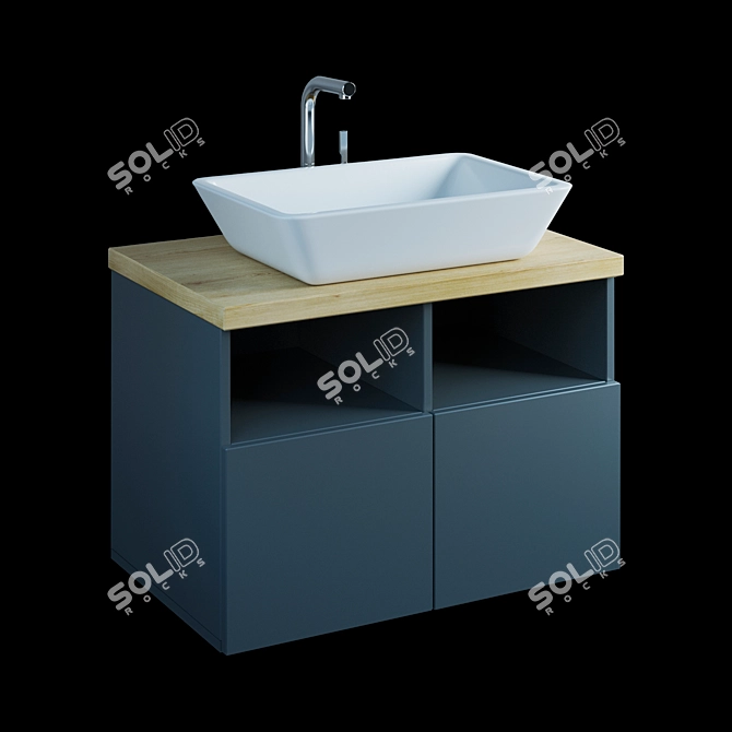 High-Tech Vanity Unit with Stylish Basin 3D model image 3