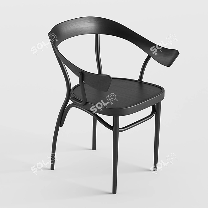 Bent Beechwood Armchair: Sleek and Stylish 3D model image 2