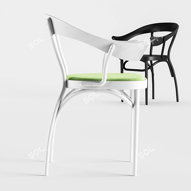Bent Beechwood Armchair: Sleek and Stylish 3D model image 3