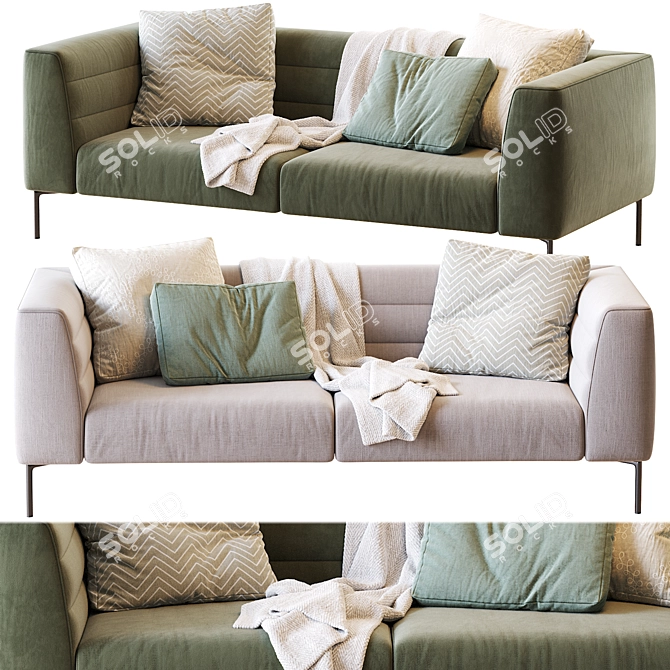 Elegant Botero Sofa: H 71 x 208 x 92 3D model image 1