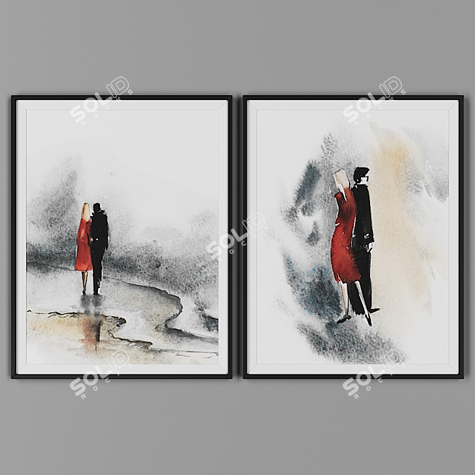 Title: Black Framed Picture Set 3D model image 1