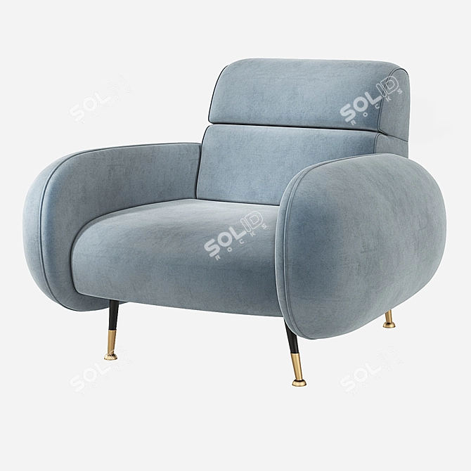 Luxurious Marco Velvet Armchair - Essential Home 3D model image 1