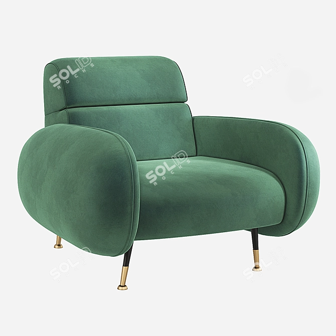 Luxurious Marco Velvet Armchair - Essential Home 3D model image 3