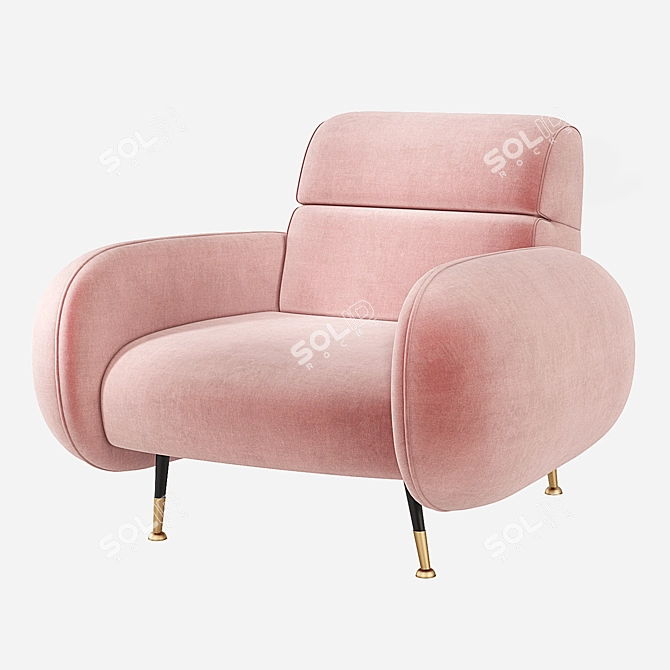 Luxurious Marco Velvet Armchair - Essential Home 3D model image 6