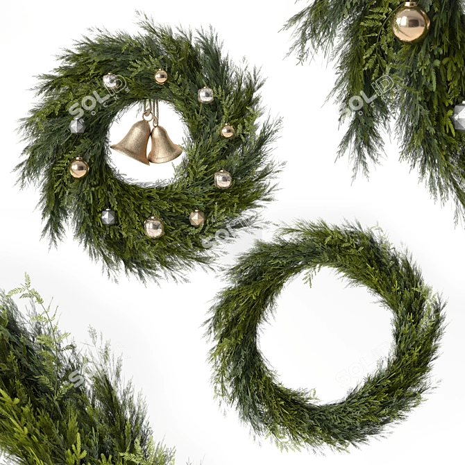 Festive Holiday Wreaths 3D model image 5