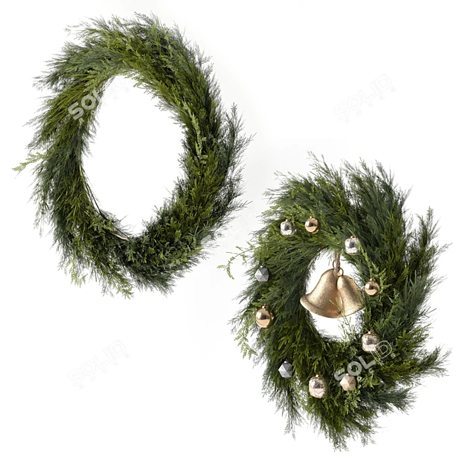 Festive Holiday Wreaths 3D model image 3