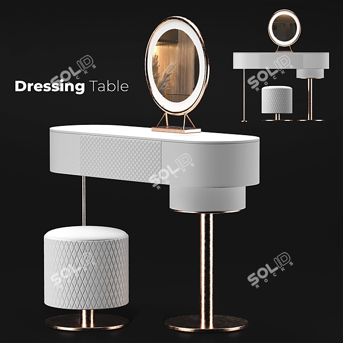 Modern Vanity Table with Mirror 3D model image 1