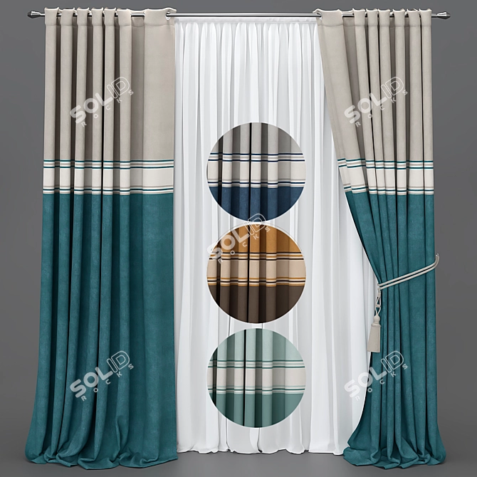 Elegant Drapery in Various Colors 3D model image 5