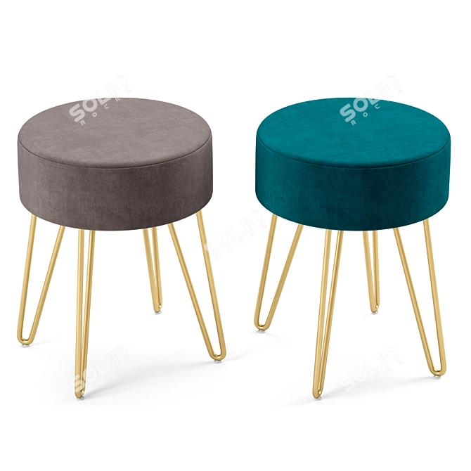 Luxurious Velvet Ottoman: Duhome Modern Design 3D model image 2