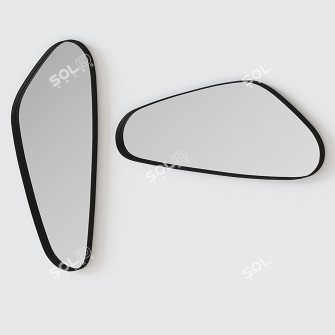 Peyton Black Steel Asymmetrical Mirror 3D model image 1