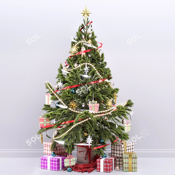 Festive Christmas Tree Display 3D model image 2