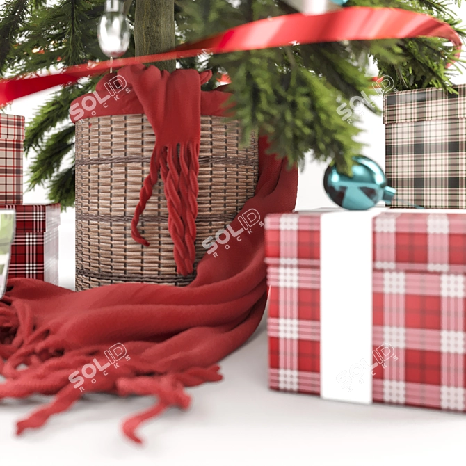 Festive Christmas Tree Display 3D model image 3