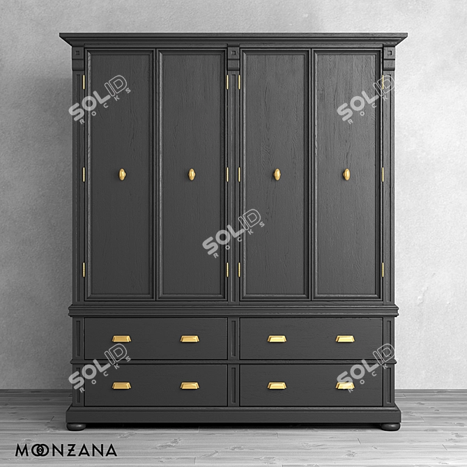 OM Garedrobe OldFashion Moonzana - Elegant Oak Wardrobe 3D model image 2