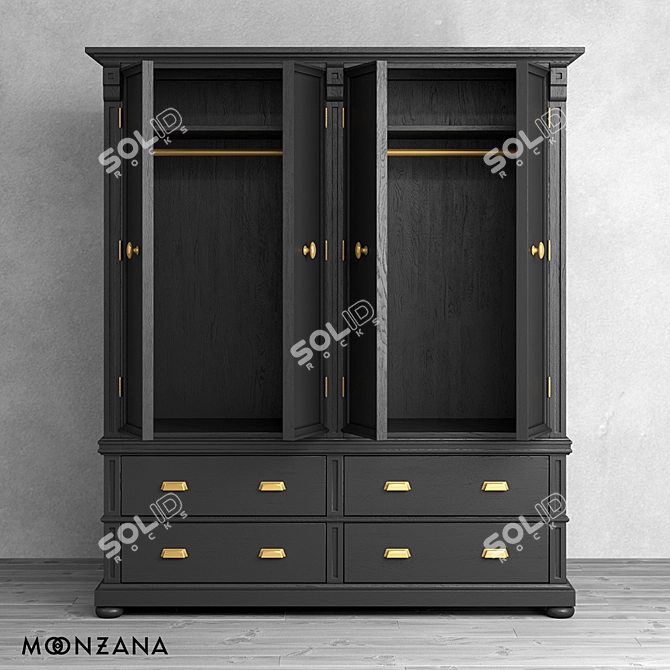 OM Garedrobe OldFashion Moonzana - Elegant Oak Wardrobe 3D model image 3