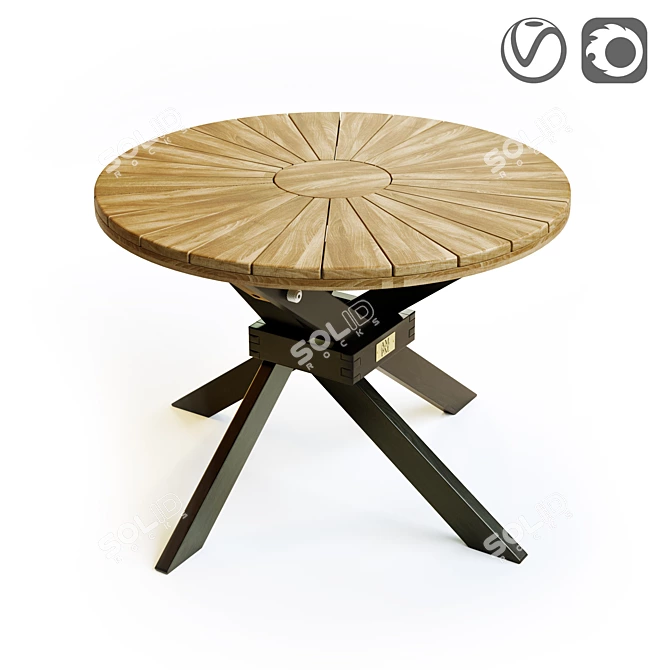 Foldable Acacia Garden Coffee Table 3D model image 1