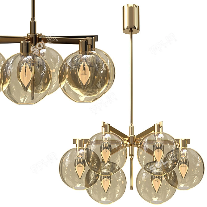 Elegant Globe Pendant Chandelier 3D model image 1