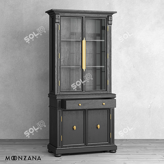Oldfashion Oak Wood Sideboard 3D model image 8