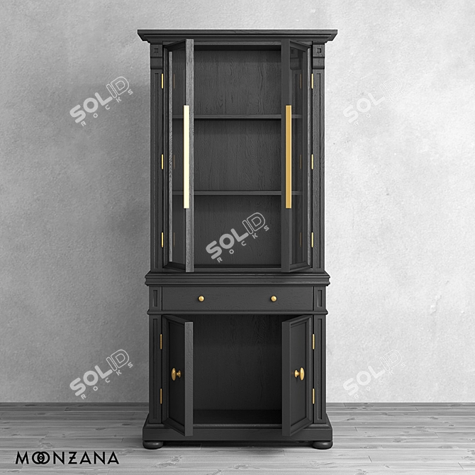 Oldfashion Oak Wood Sideboard 3D model image 9