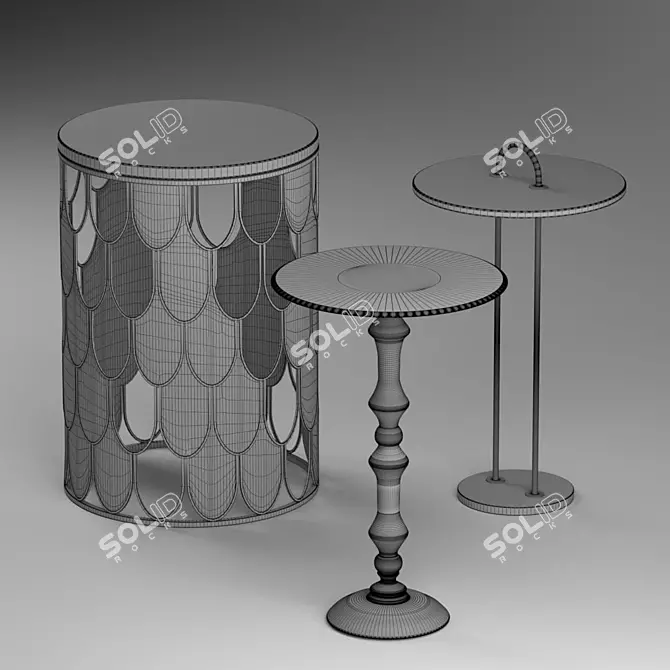 Elegant Home Tables Set 3D model image 2