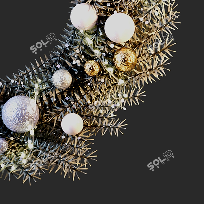 Festive Holiday Wreath with Ornaments 3D model image 2