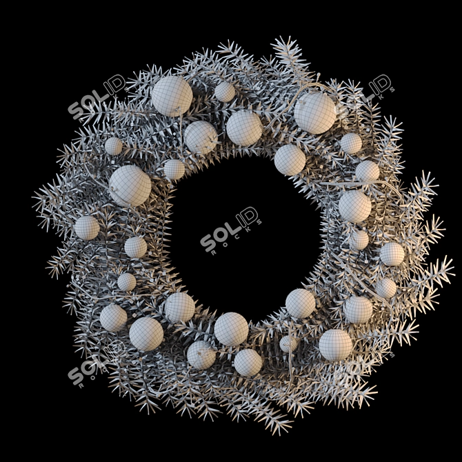 Festive Holiday Wreath with Ornaments 3D model image 3