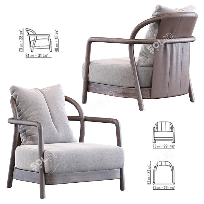 Alison Flexform Armchair: Elegant and Comfortable 3D model image 1