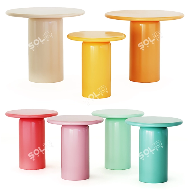 Modern Cylinder Dining Table Set 3D model image 1