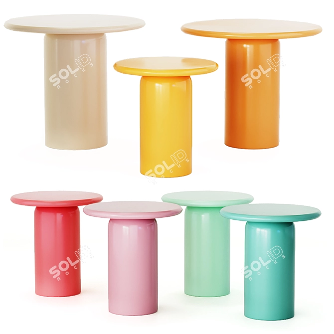 Modern Cylinder Dining Table Set 3D model image 5
