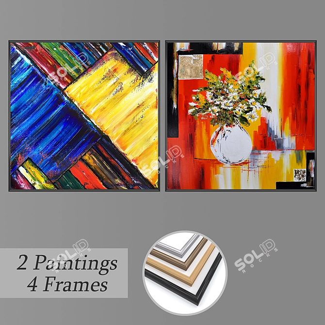 Contemporary Wall Art Set 3D model image 1