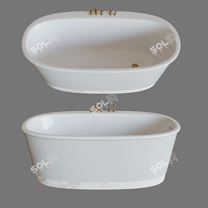 Luxury Bathing Bliss: Holiday Bathtub & Royal 5-Hole Mixer 3D model image 1