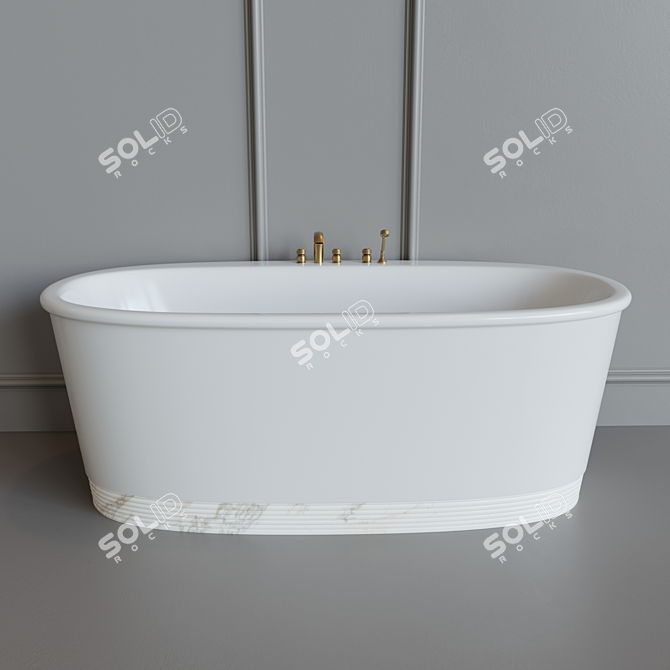 Luxury Bathing Bliss: Holiday Bathtub & Royal 5-Hole Mixer 3D model image 2