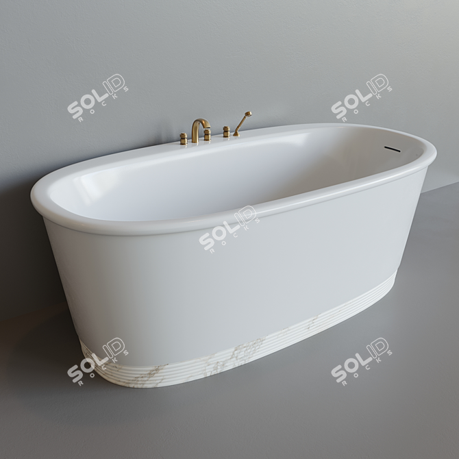 Luxury Bathing Bliss: Holiday Bathtub & Royal 5-Hole Mixer 3D model image 4