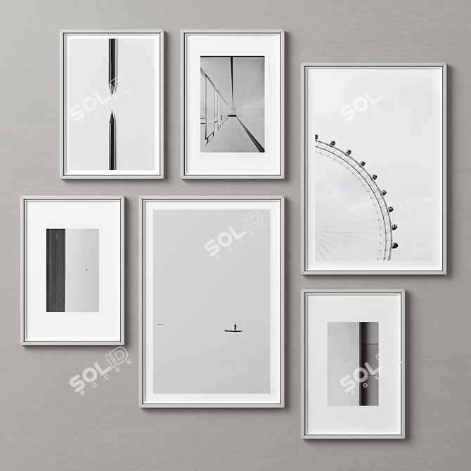 Multi-Framed Picture Set: 6 Frames, 5 Styles 3D model image 3