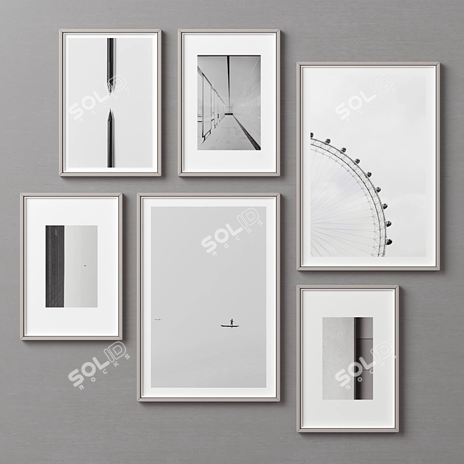 Multi-Framed Picture Set: 6 Frames, 5 Styles 3D model image 4