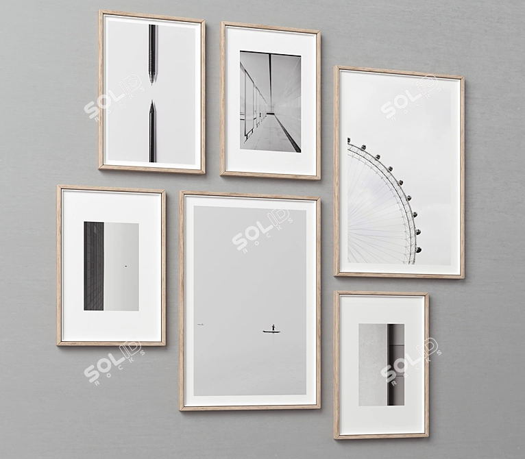 Multi-Framed Picture Set: 6 Frames, 5 Styles 3D model image 6