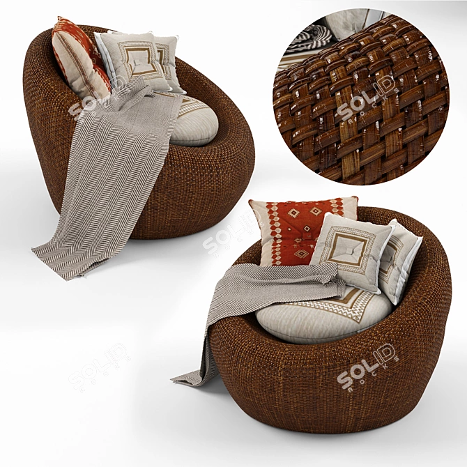 Rattan Armchair: Stylish Comfort for Your Home 3D model image 1