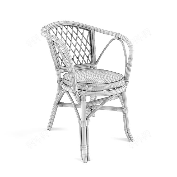 Rustic Rattan Garden Armchair 3D model image 2