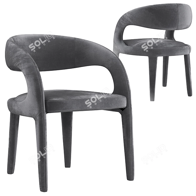 Elegant Charcoal Velvet Dining Chair 3D model image 1