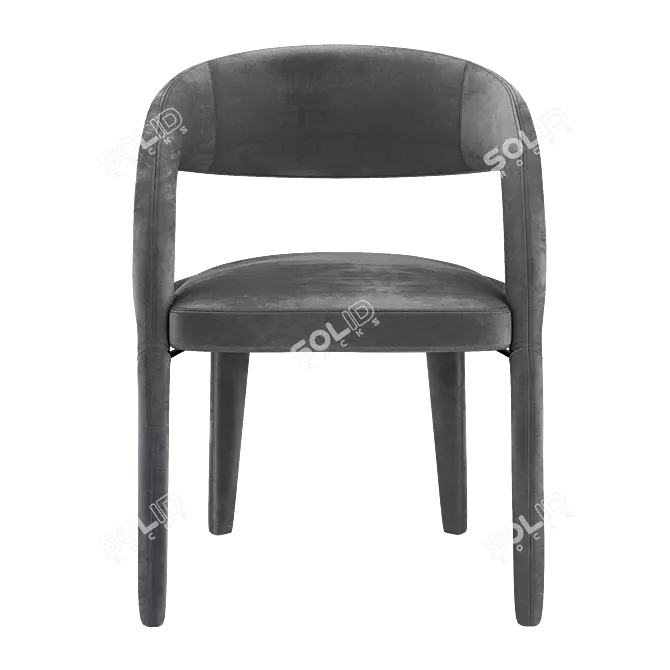 Elegant Charcoal Velvet Dining Chair 3D model image 3