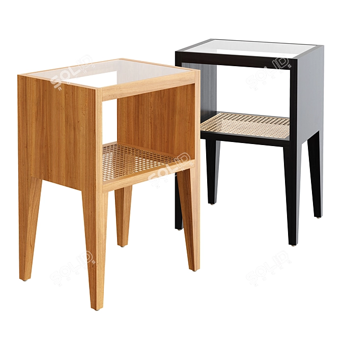Zara Home Wooden Bedside Table | Natural & Black Wood | 38x55x30 cm 3D model image 2