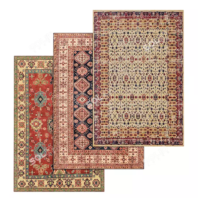 1968 Carpets Set: High-Quality Textures for Close and Distant Views 3D model image 1