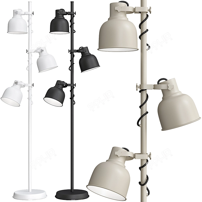 HEKTAR 3-Lamp Floor Lamp: Modern Lighting Solution 3D model image 1