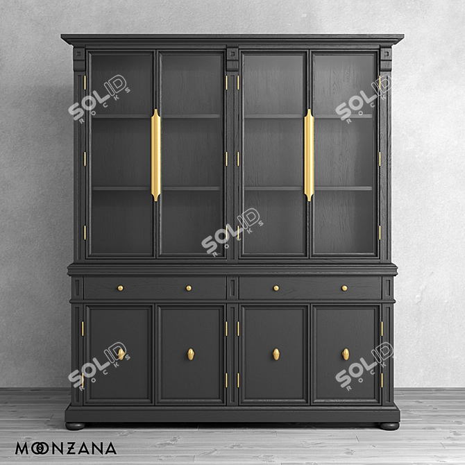 Vintage Oak Sideboard Moonzana 3D model image 2