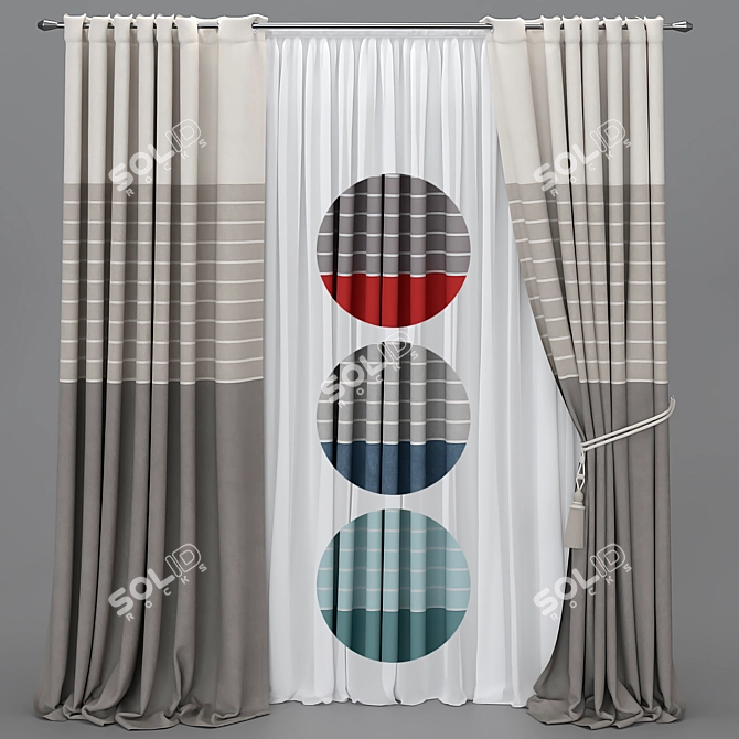 Versatile Curtain with Lush Transitions 3D model image 1