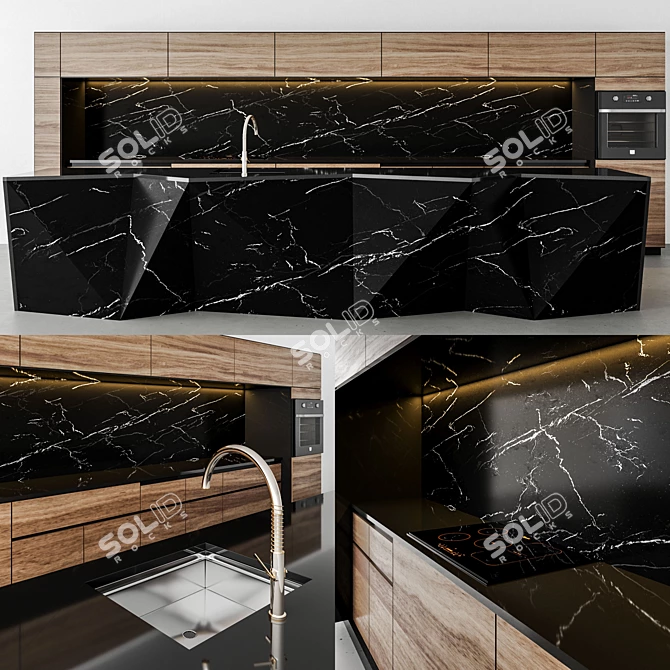 Elegant Kitchen Model 01: Sleek Design 3D model image 1