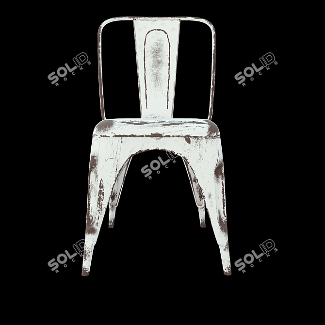 Rustic Rusted Tolix Chair 3D model image 2